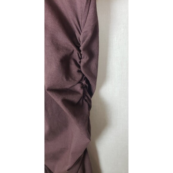 Michael Stars Dress Small Bodycon Brown Ruched Copper Metallic Trim USA Sexy - Picture 5 of 11